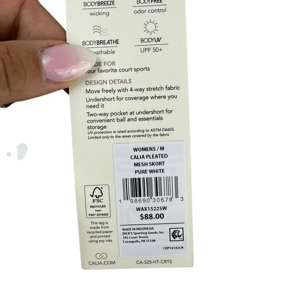 CALIA Women's White Pleated Mesh Skort - Picture 11 of 11